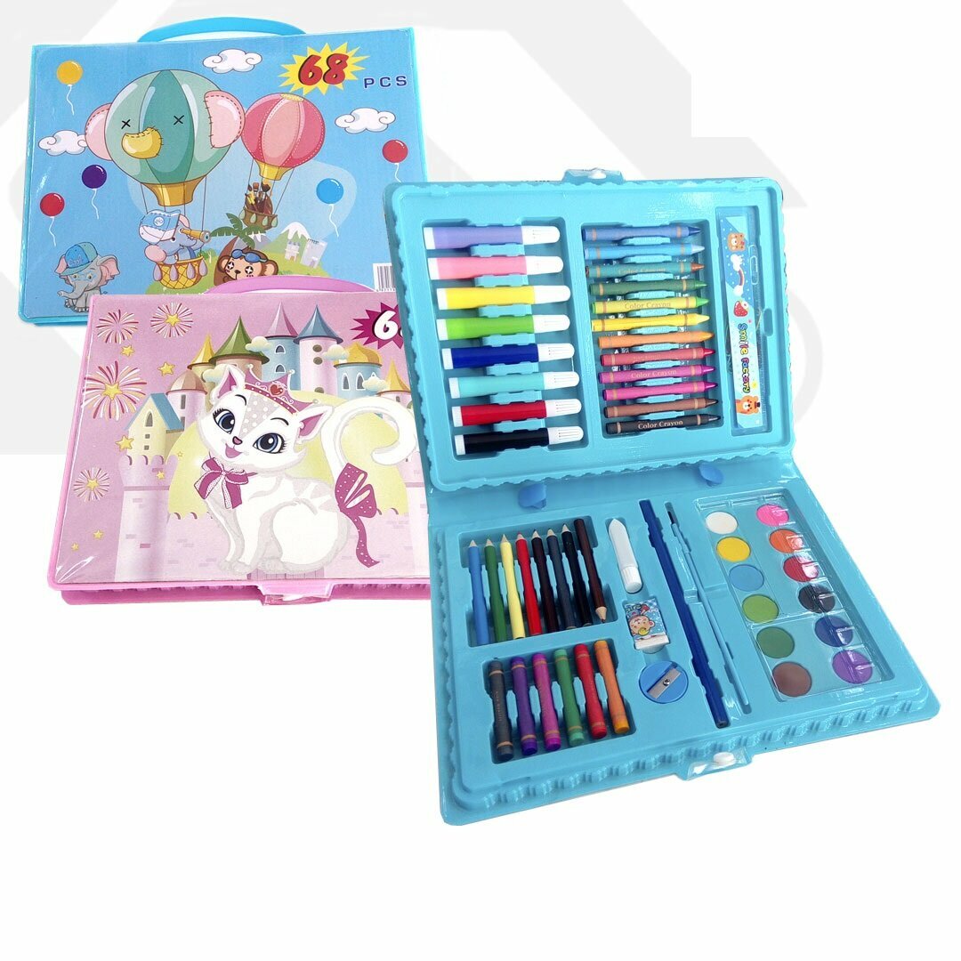 Набор художника для рисования и творчества 68 предметов: фломастеры, карандаши, краски в упаковке