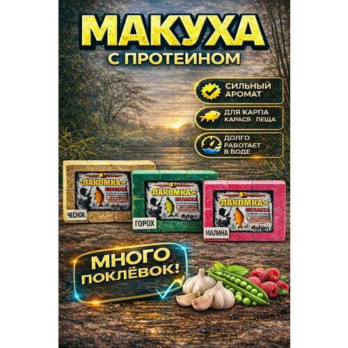 Макуха для рыбалки в кубиках с мелассой и протеином 