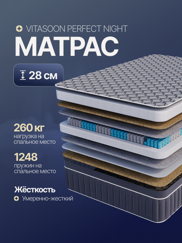 Изображение товара Матрас 90х180 ортопедический пружинный высота 28 см Vitasoon Perfect Night детский односпальный