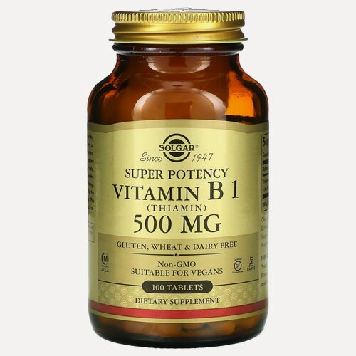 Изображение товара Solgar Vitamin B-1 (Thiamin), Витамин Б-1 (Тиамин), 500 мг, 100 таблеток