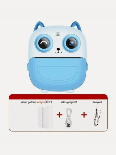 Изображение товара Детский фотоаппарат MILENI, моментальная печать, голубой, с играми