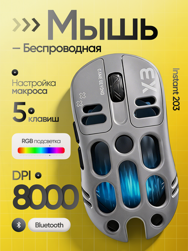Изображение товара Мышь беспроводная игровая bluetooth + 2.4G с RGB подсветкой для ПК