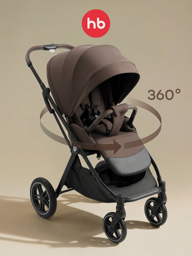Изображение товара Коляска прогулочная детская Happy Baby Luna 360, реверсивный блок 360 градусов, глубокий коричневый