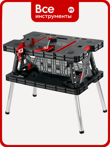 Изображение товара Мобильный верстак Keter FOLDING WORK TABLE, Термостойкий материал модели не выгорает под воздействием солнечных лучей