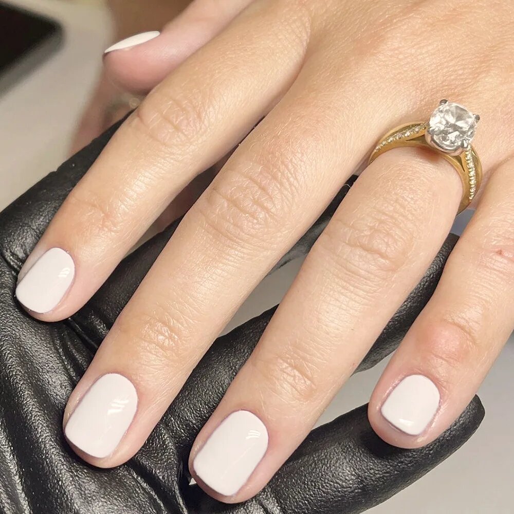 Квадратные накладные ногти кремовые NAILS-347-Y4