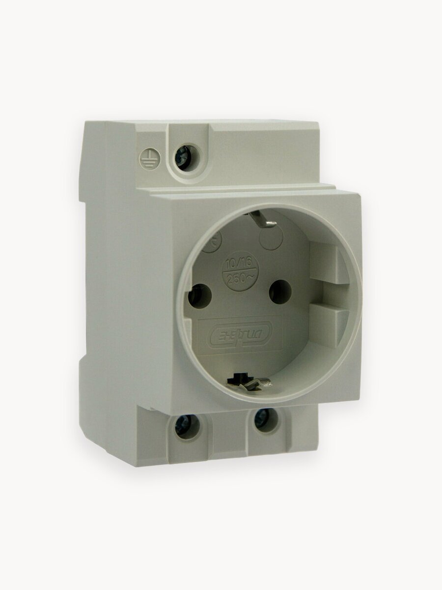 Розетка на дин рейку DIN 2-модульная 16А с заземлением