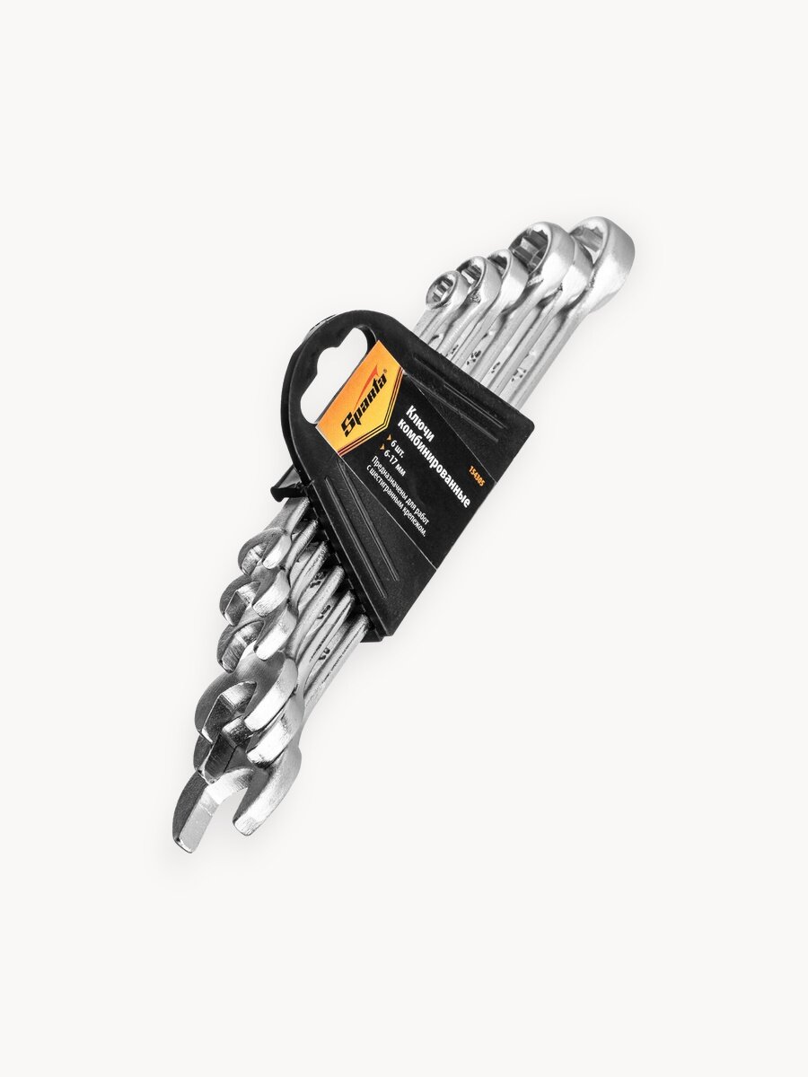 Набор ключей комбинированных Sparta 6 - 17 мм, хромированные, 6 шт 154305