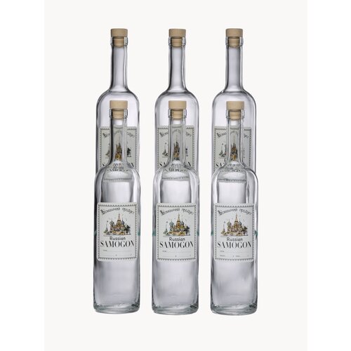 Набор стеклянных бутылок 1 литр с пробками для самогона