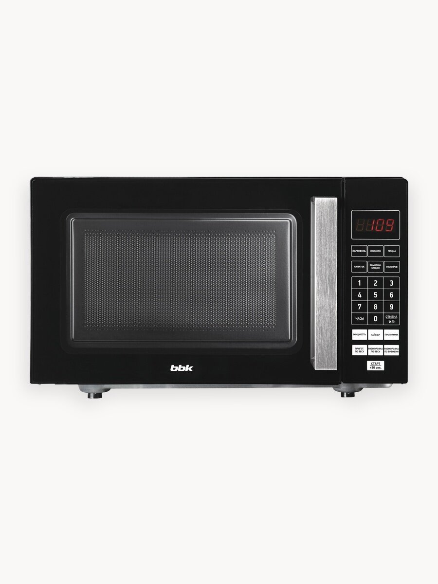 Микроволновая печь BBK 20MWS-779S/B, черный, объем 20 л, мощность 700 Вт, автоменю, без поворотного стола