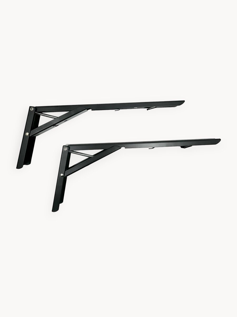 Кронштейн для полки и стола складной с фиксатором, 350 мм, черный, 2 шт.