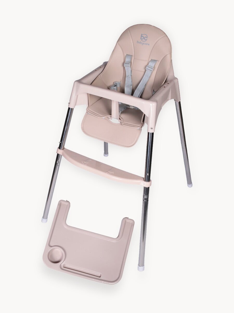 Стульчик Babycare KEAN, для кормления, растущий, съемный столик, чехол из искусственной кожи, бежевый (бежевый)