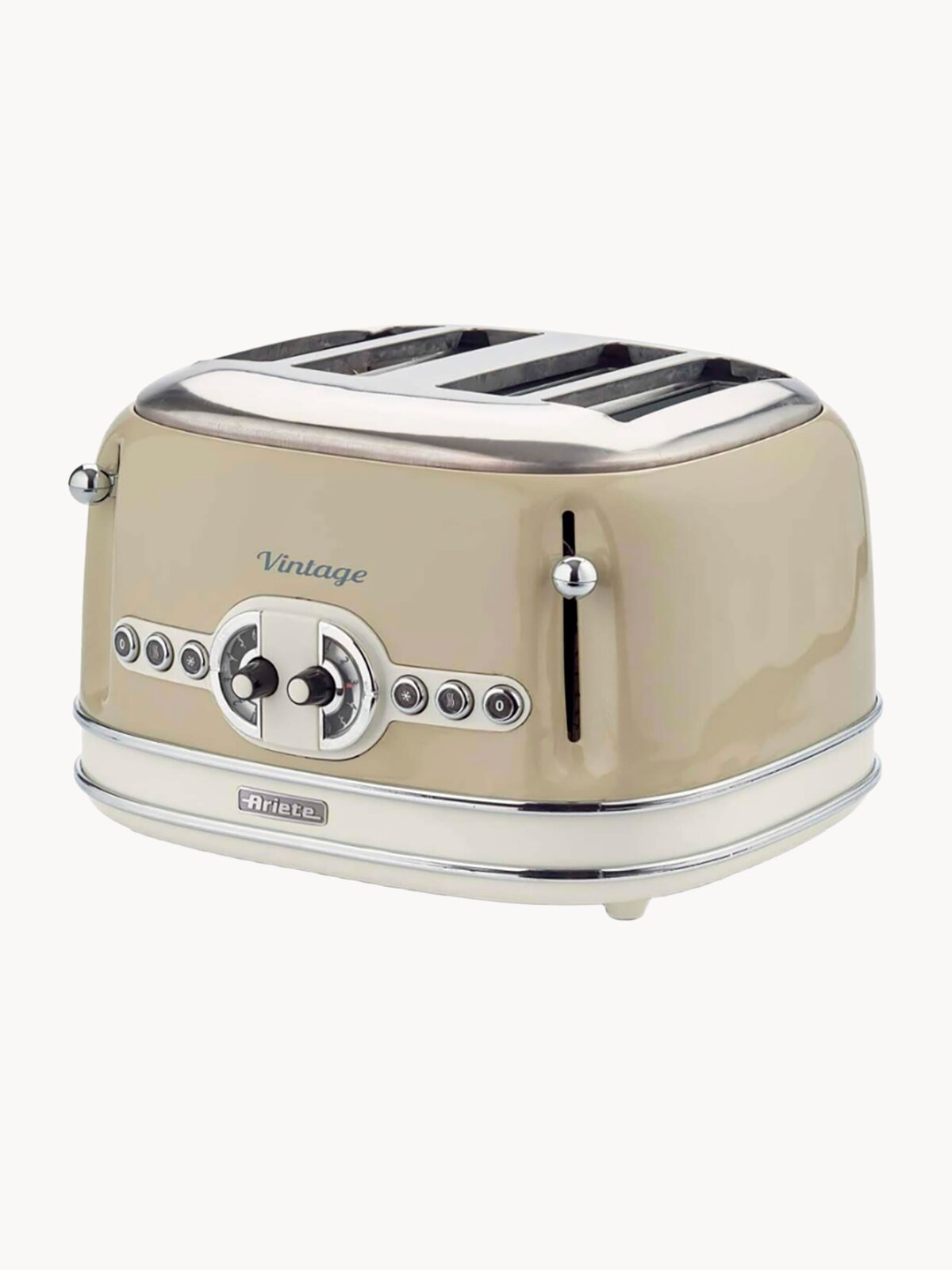 Тостер для хлеба Ariete Vintage, бежевый, 4 ломтика, с поддоном для крошек (00C015603AR0)