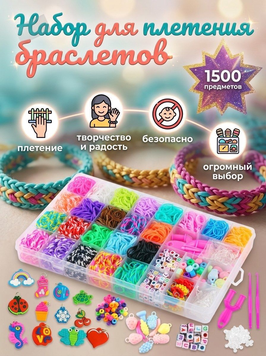 Набор резиночек для плетения браслетов / Резинки для плетения и рукоделия24