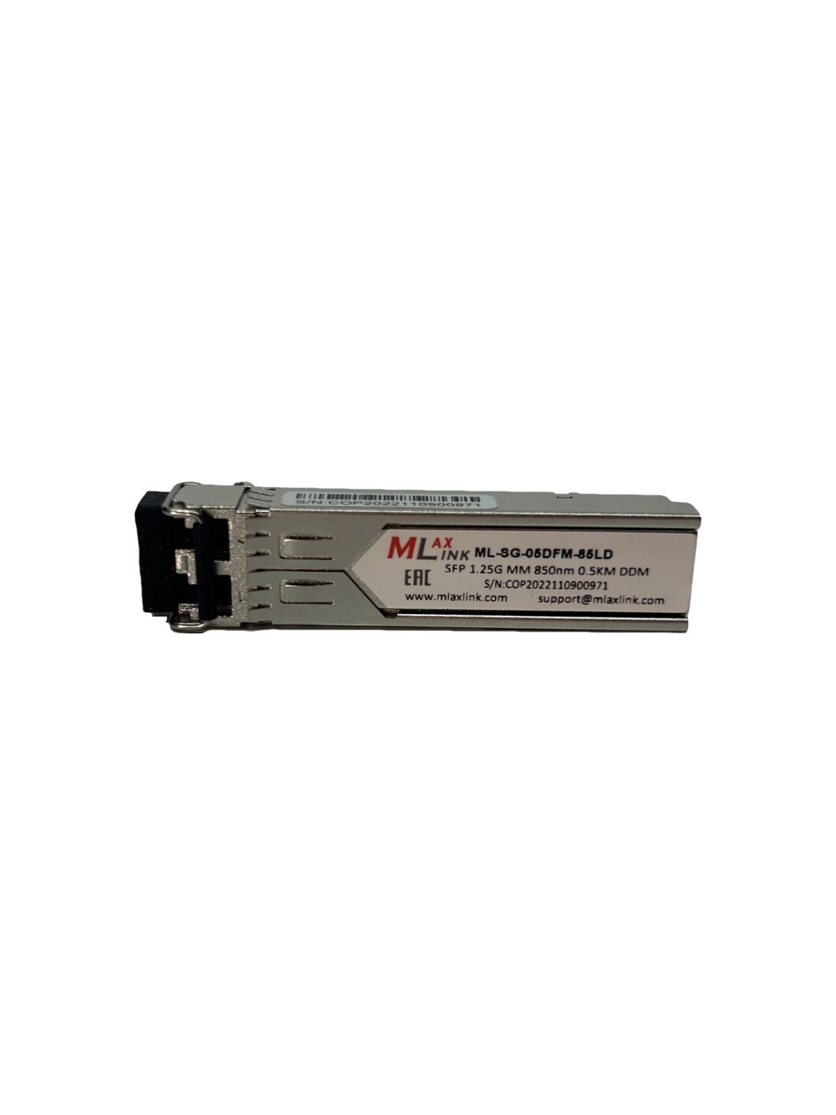 Модуль MlaxLink оптический многомодовый SFP, 1.25Гб/с, 0.5км, 850нм, 2xLC, DDM Aruba compatible ML-SG-05DFM-85LD/AR,