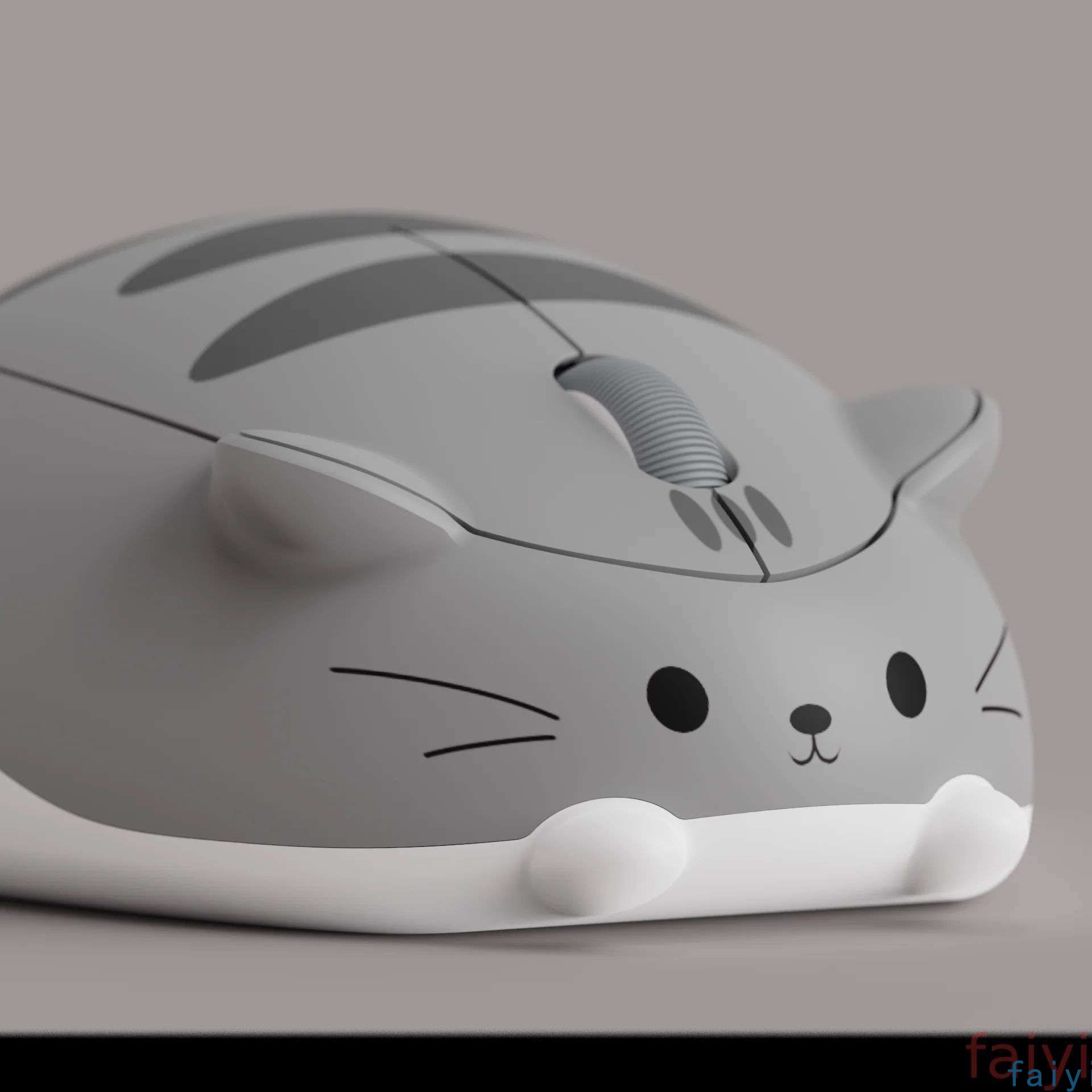 Игровая мышь беспроводная Беспроводная мышь Akko с кошкой, серая (Mim), светло-серый