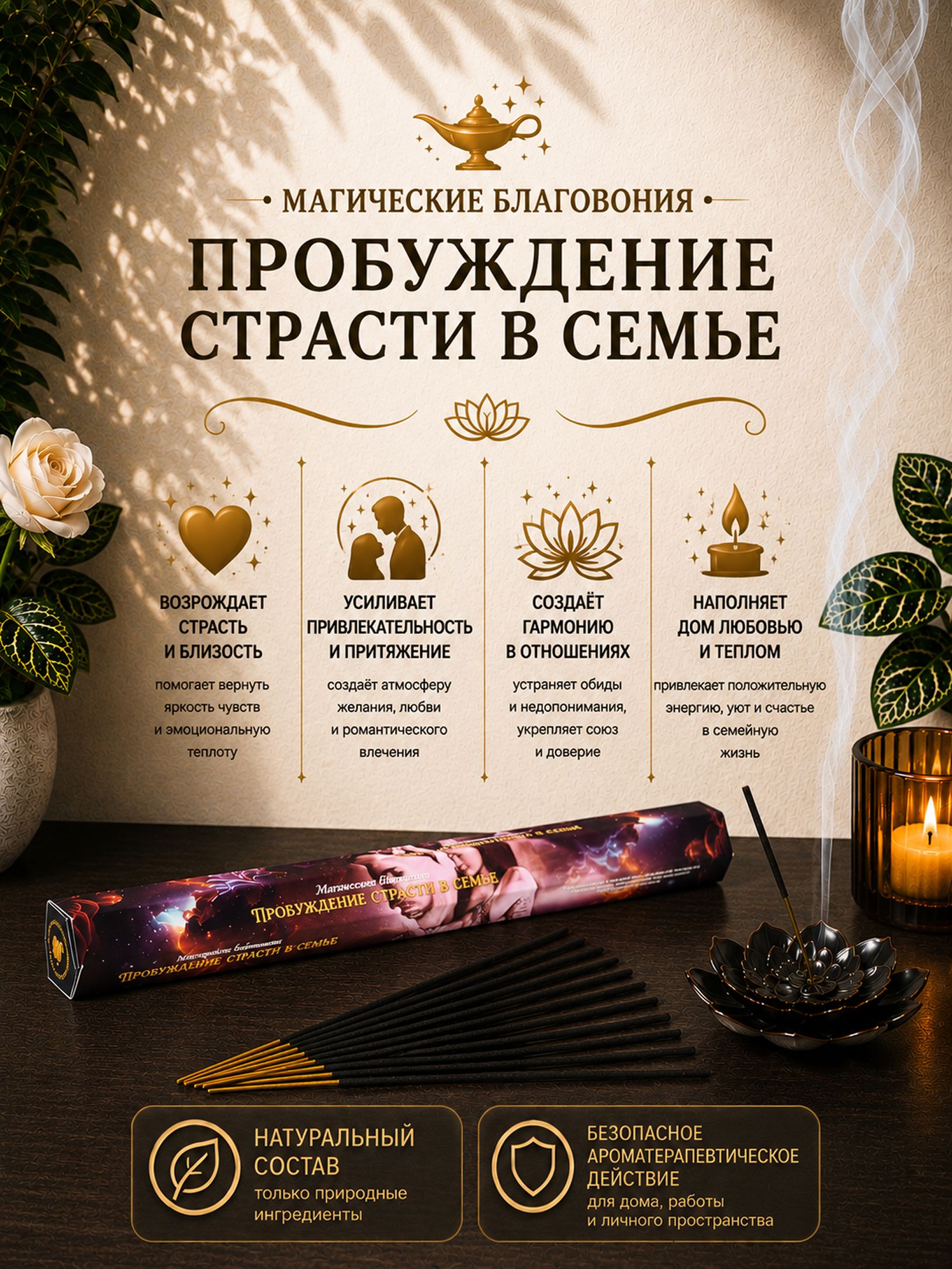 Благовония аромапалочки пробуждение страсти 20 шт