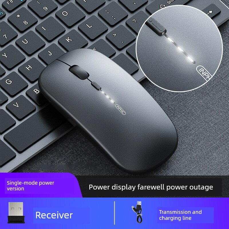 Совместимая с HP EliteBook 840 G8 беспроводная мышь с Bluetooth, цвет металлический серый матовый, тихая, одиночный