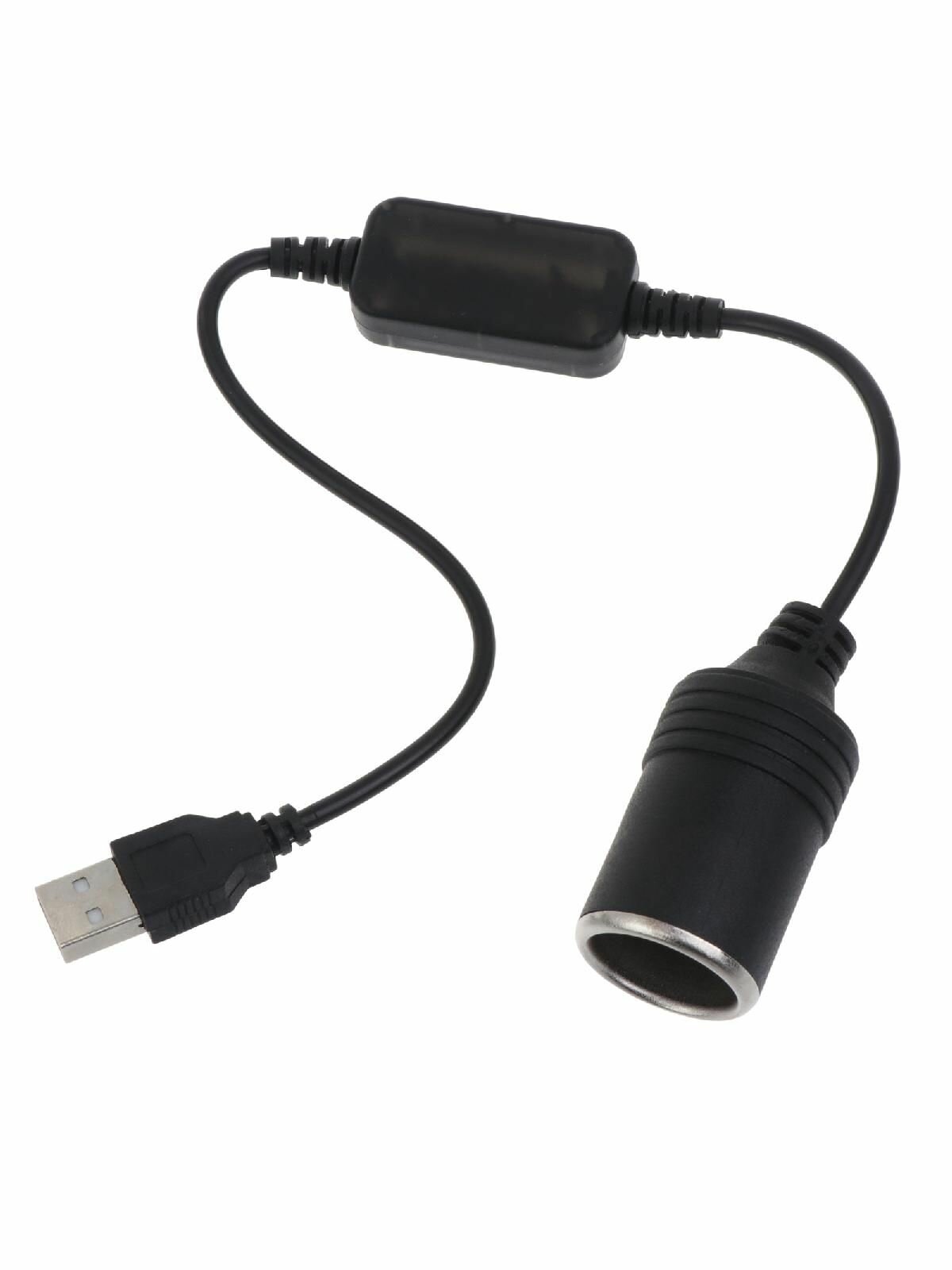 (1 шт.) Кабель USB 5V на гнездо прикуривателя (мама) 12V - 60см