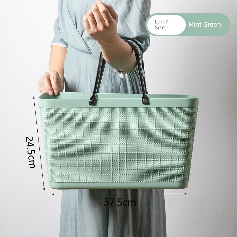 Большая вместимость пластиковая корзина для покупок с мятным цветом - прочная утолщенная конструкция для продуктов,