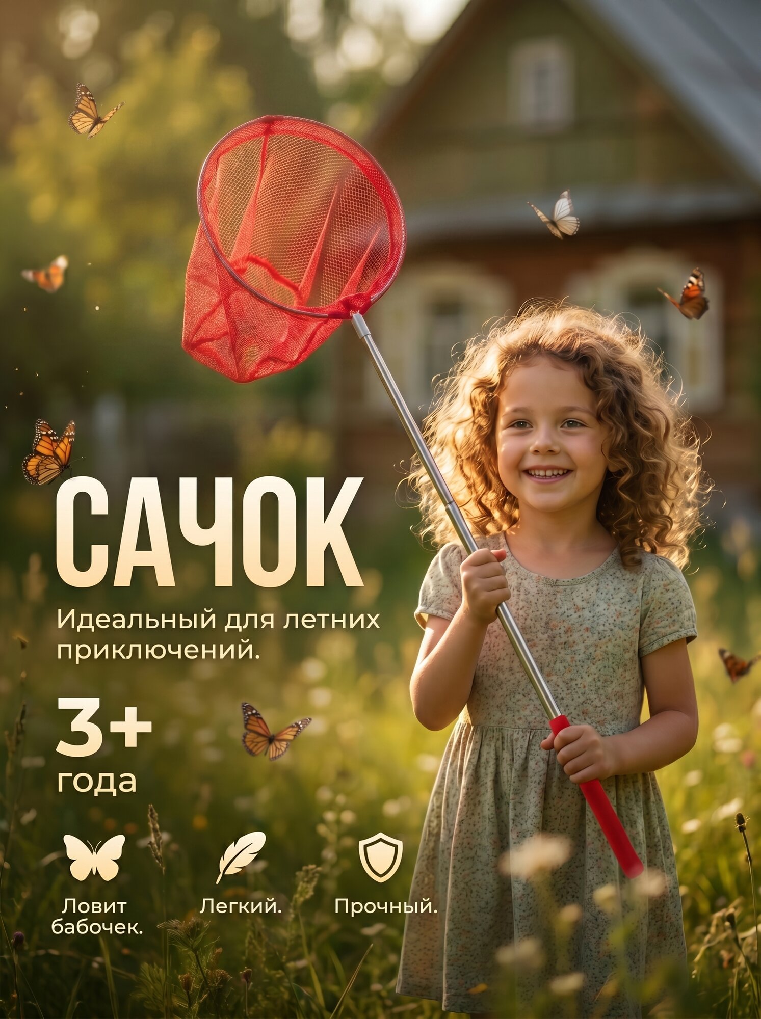 Сима-Ленд Сачок телескопический, 85 см, диаметр 20 см, цвет микс