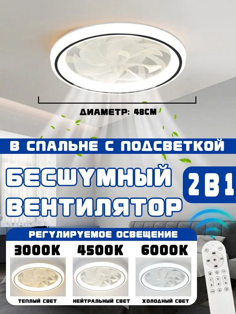 J1NSANGE Потолочный вентилятор ZY74333, белый, черный