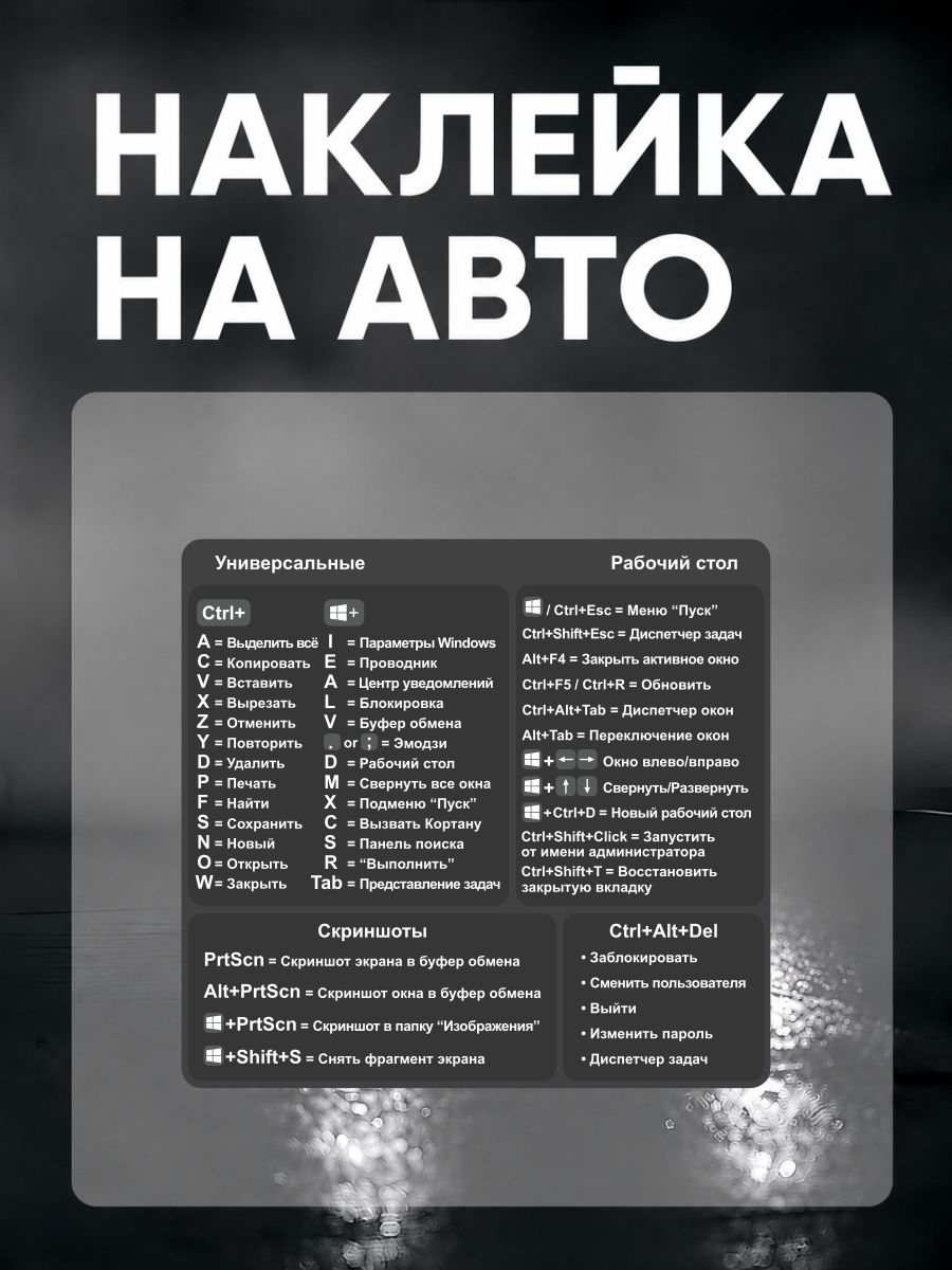 Наклейки на ноутбук Windows Горячие клавиши