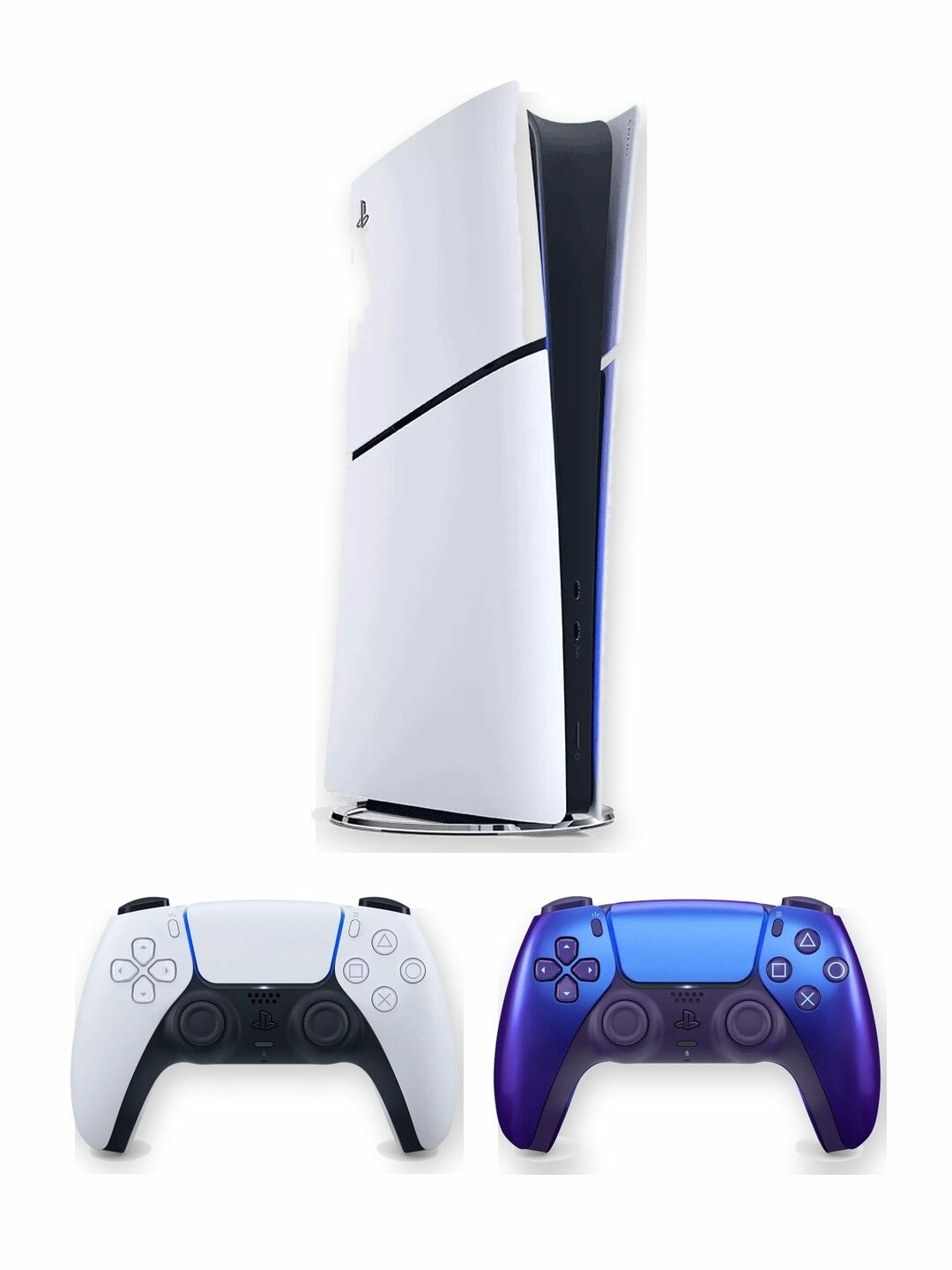 Игровая приставка Sony PlayStation 5 Slim Digital Edition 1 ТБ без дисковода, белая, японская версия + 2-й геймпад DualSense Chroma Indigo