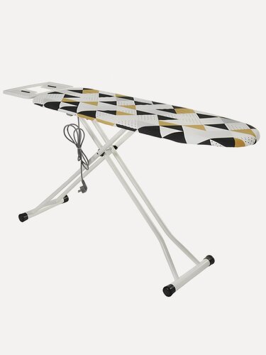 Изображение товара Доска гладильная 120х38 см, напольная, с розеткой, Элона, подставка под утюг, розетка, Dogrular, белая