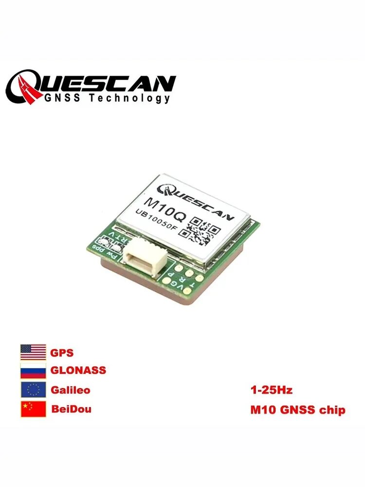 QUESCAN u-blox M10Q M10 GPS ГЛОНАСС GNSS модуль с антенной GPS ГЛОНАСС Galileo BeiDou Приемник NMEA UBX-M10050-KB, 1-25 Гц, 22*20 мм