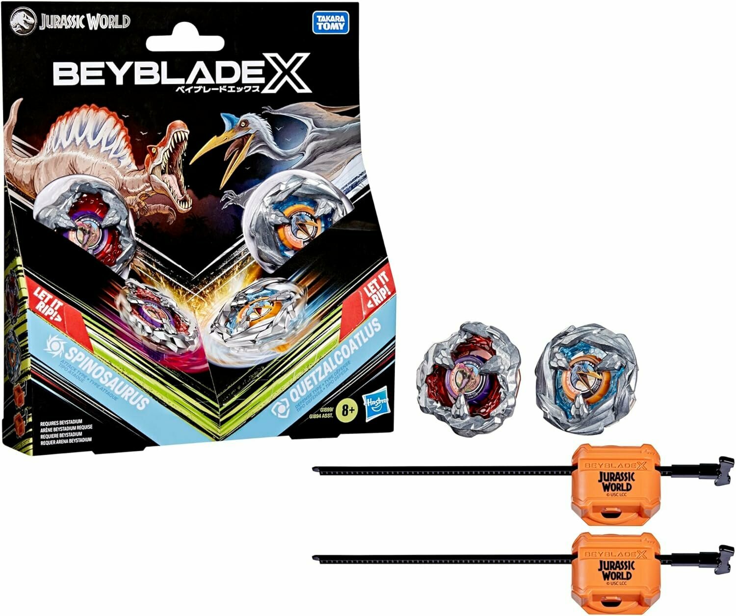 Beyblade X Jurassic World набор 2 волчка + 2 пускателя Spinosaurus vs Quetzalcoatlus