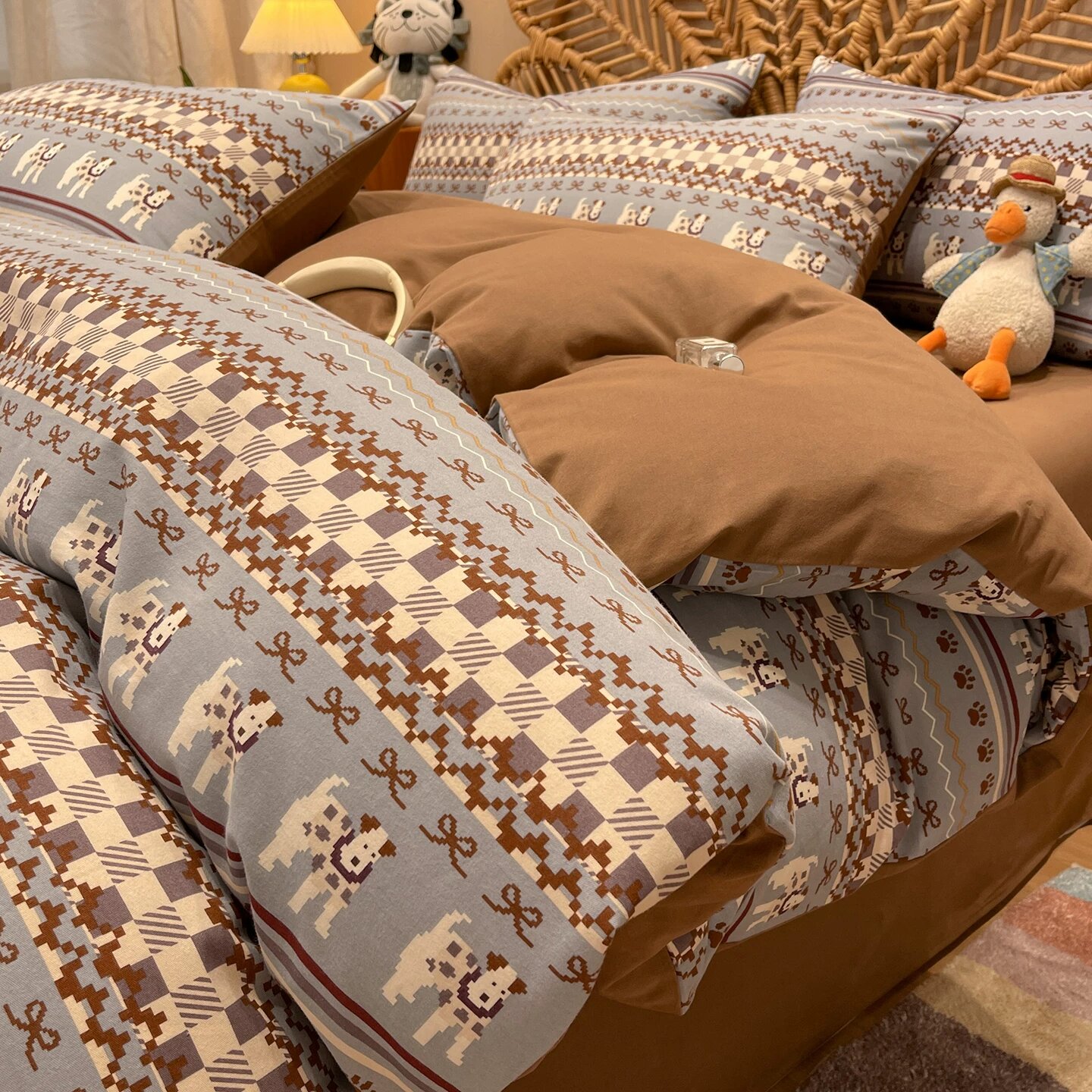 Комплект постельного белья из чистого хлопка в стиле Fair Isle, 4 предмета, новая модель 2026 года, премиум-класс,