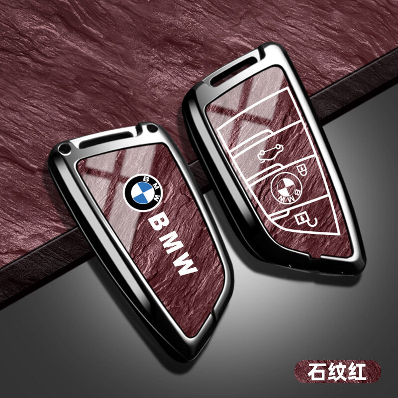 BMW A Style 3-кнопочный чехол для ключа с каменной текстурой красный, устойчивый к падению и потере, подходит для