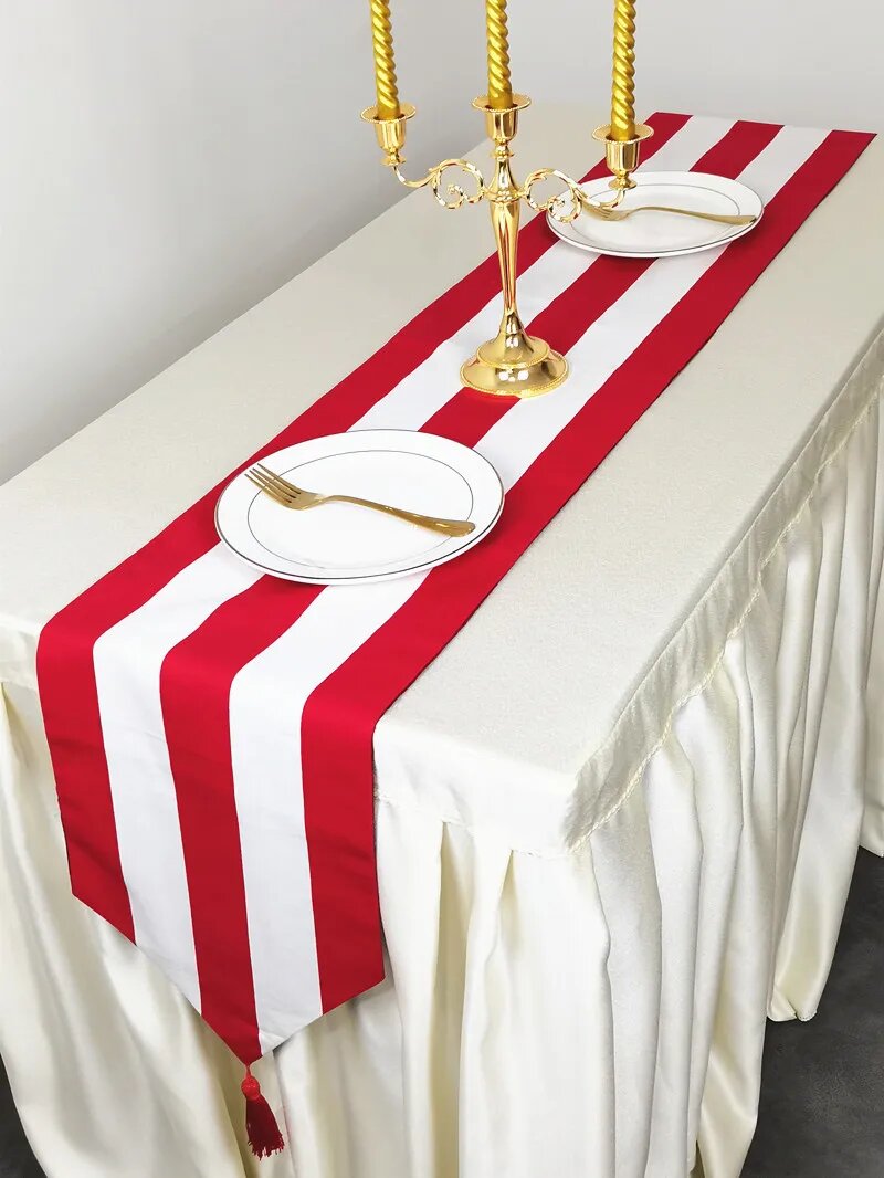 Черно-белая полосатая скатерть из хлопка 30x200cm table flag, red