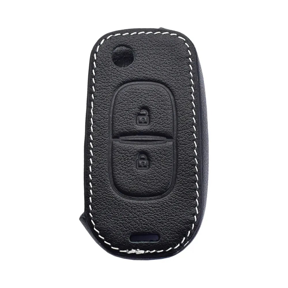 Кожаный Автомобильный Брелок для Renault Duster Captur Logan Sandero Stepway Dacia, 2 кнопки, 1 Case