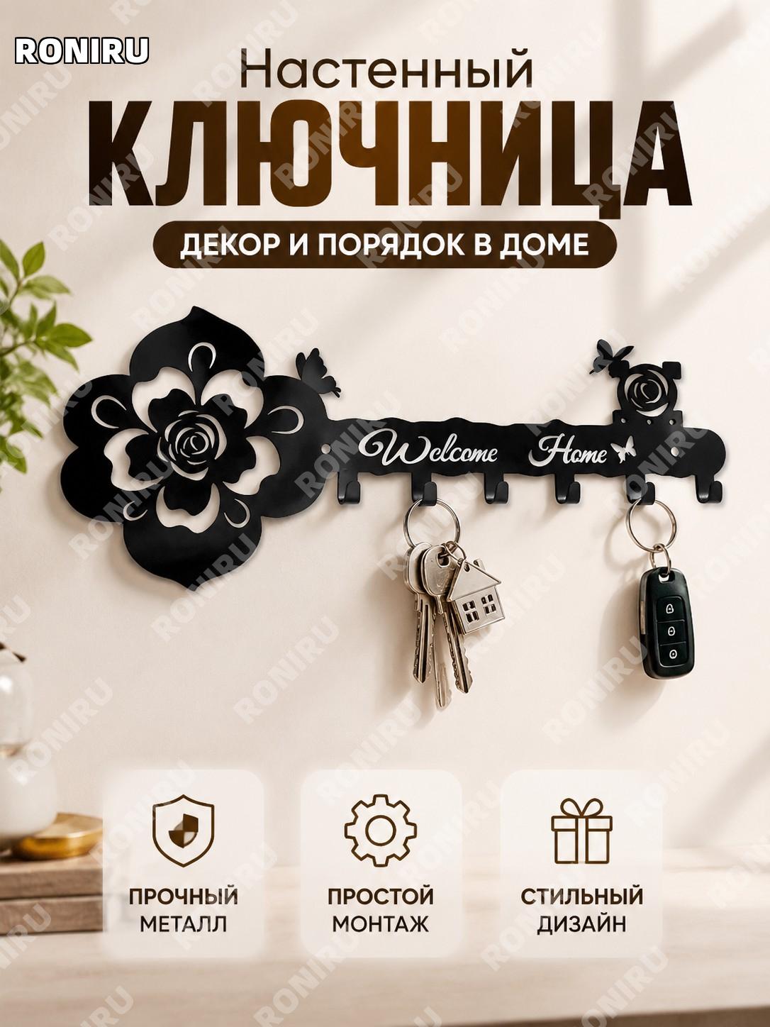 Планка с крючками HOME для ключей и хранения, кухонный держатель, рисунок 8, железный металлический органайзер дома