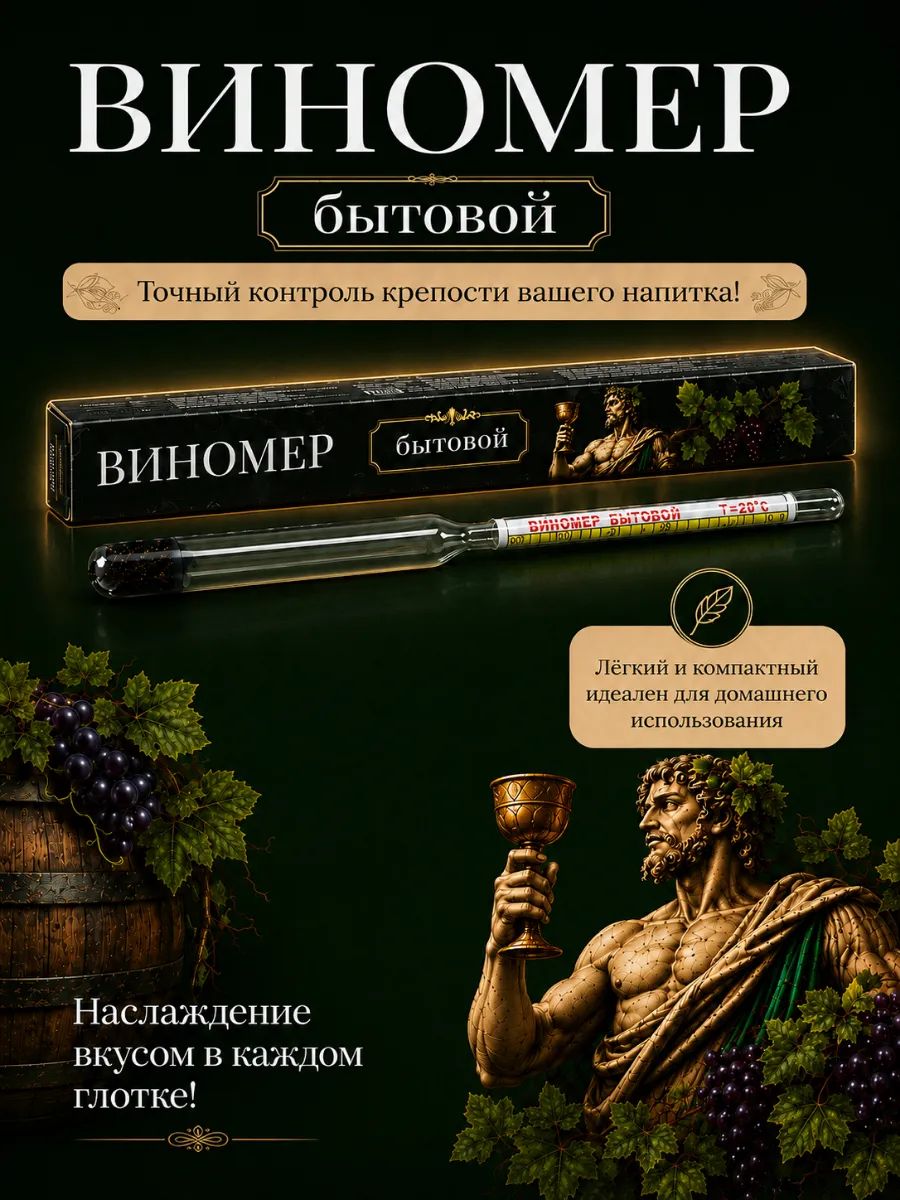 Виномер-сахаромер бытовой для домашнего вина, браги, настоек