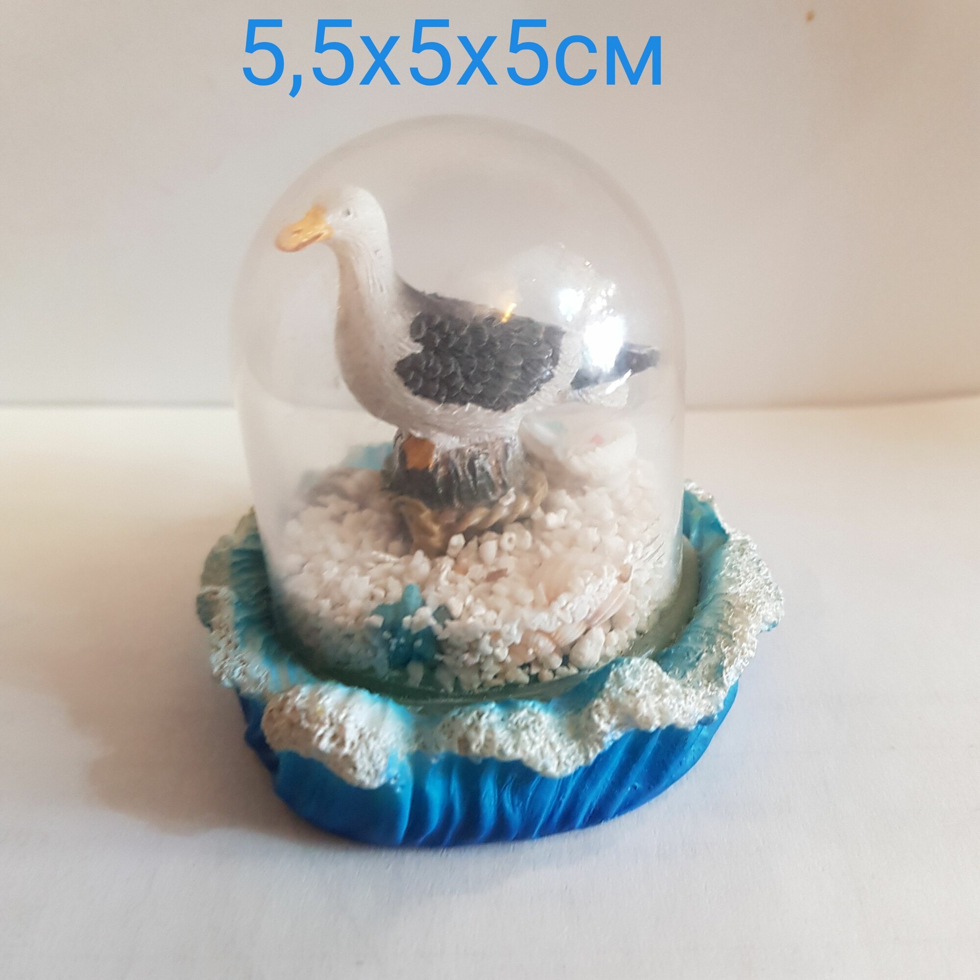 Фигурка декоративная "Чайка" в колбе 5,5х5х5см, полистоун, 5667