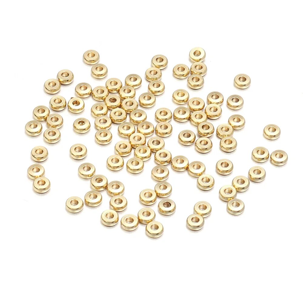 Linsoir Beads распределительные бусины из нержавеющей стали Бежевый, 10x2mm Hole2mm, Gold 20pcs