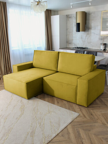 Изображение товара Угловой диван-кровать Forrest Конер желтый, левый угол, Еврокнижка, 250х155х65 см