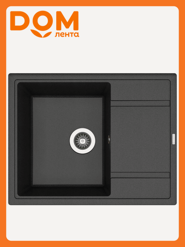 Изображение товара Мойка кухонная FLORTEK "Стелла", искусственный камень, накладная, черная, 65x51 см