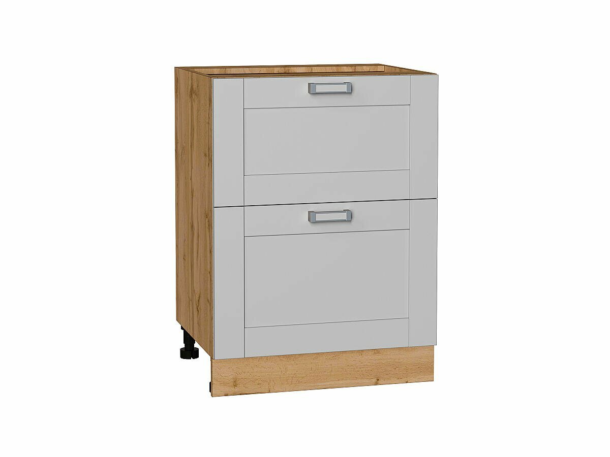 Шкаф нижний с 2-мя ящиками Лофт, цвет фасада Grey Silk, 816*600*480 (В*Ш*Г) мм
