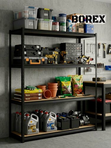 Изображение товара BOREX Стеллаж инструментальный 1500х500х2000 4 полки для гаража, для мастерской BOREX_STELLAG