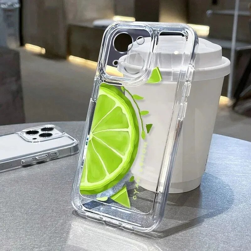 Летний прозрачный чехол с большим ломтиком лайма для iPhone 16, 15, 14 Plus, Style 3, For iPhone 17