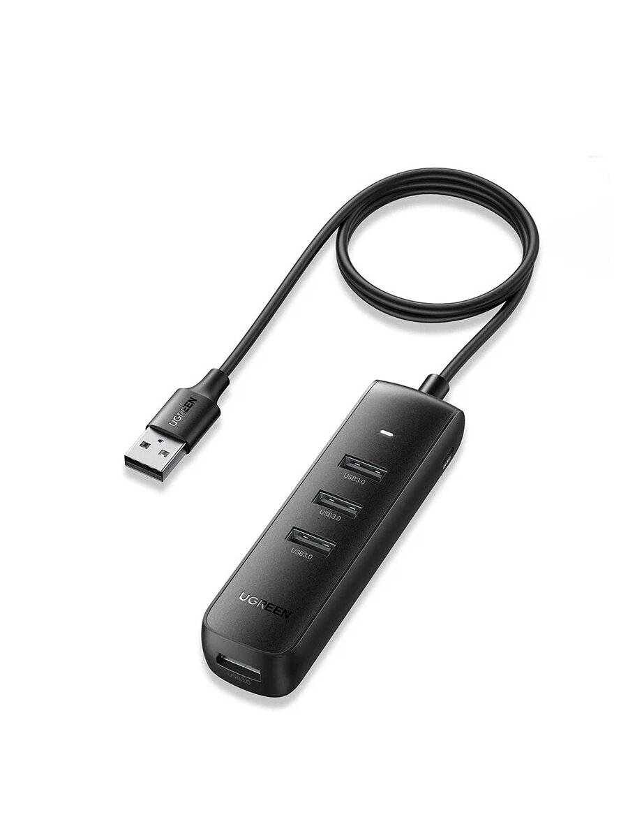 Концентратор UGREEN CM416 80657 USB 3.0 4-Port, 1м, цвет: черный