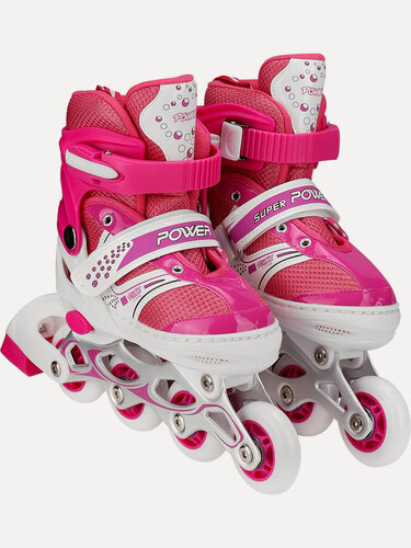 Изображение товара Роликовые коньки 2в1 с лезвием (ролики и коньки), розовые, колеса ПВХ, раздвижные (размер 30-33) . Арт. РЛК-1776