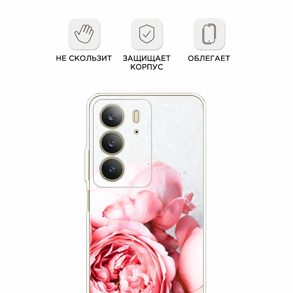 Чехол на Realme C75 4G / Реалми C75 4G с принтом "Пионы на белом" — фото 1