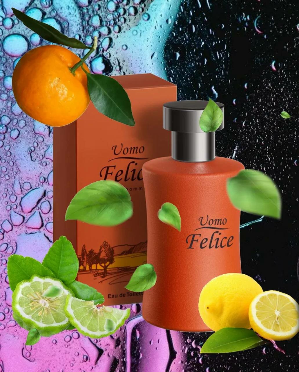 Туалетная вода Uomo Felice, мужская, цитрусовая, древесная, перезаполняемая, 100мл