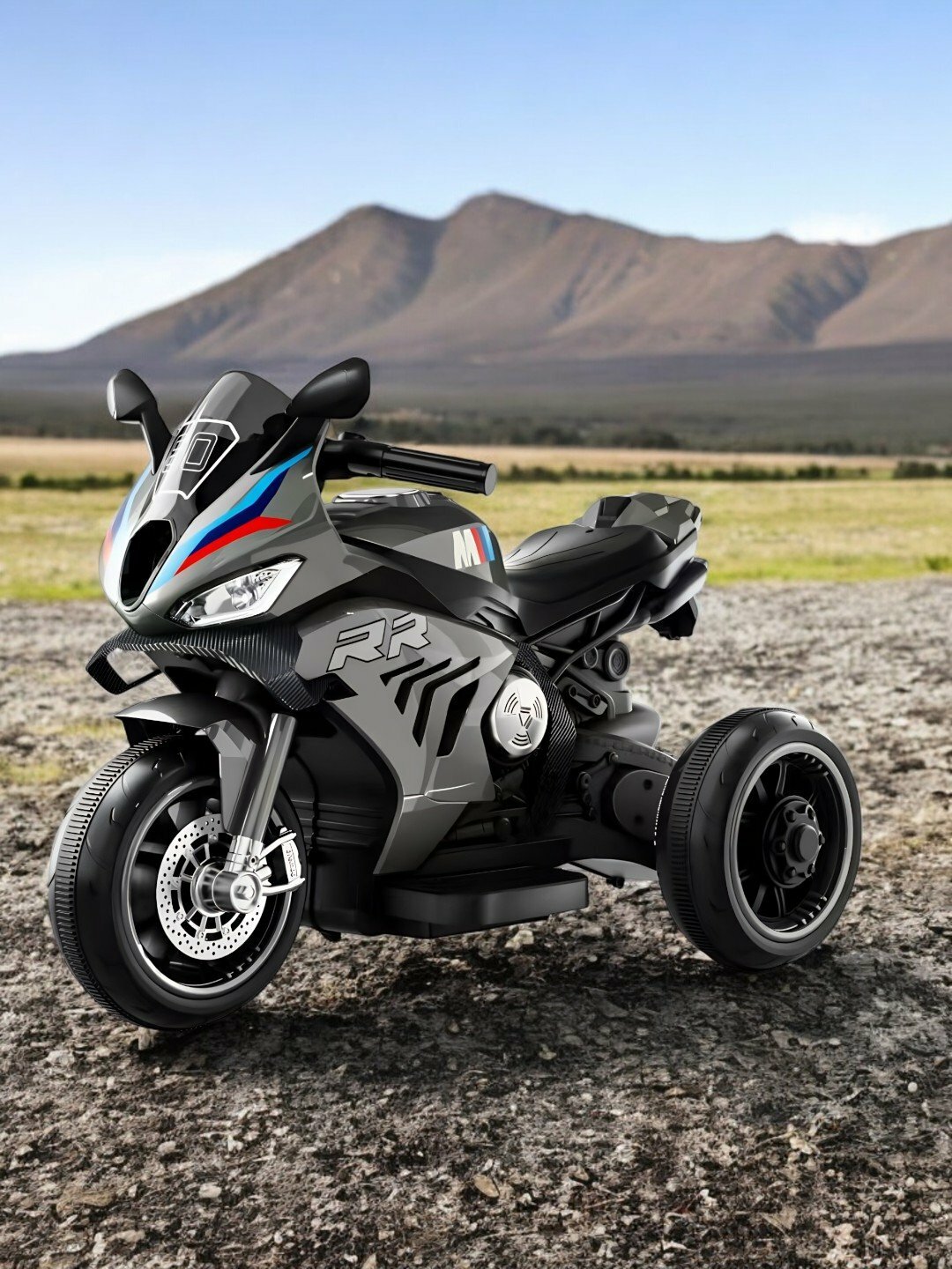 Электромотоцикл детский, на аккумуляторе MINI, от 1 до 3 лет - Серый металлик