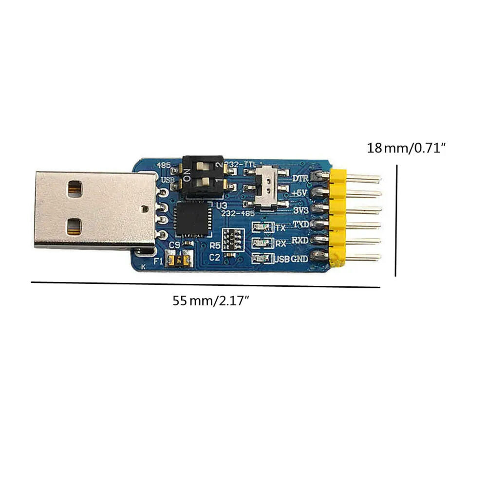 Многофункциональный USB UART модуль 6-в-1 CP2102 (USB → TTL / RS232 / RS485, 3.3В / 5В) — фото 1