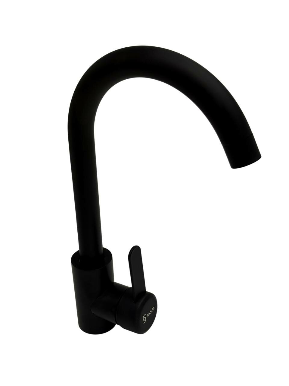 Смеситель SAS-7574-34 Чёрный STANDARD, для раковины, латунь, гибкий излив, хром